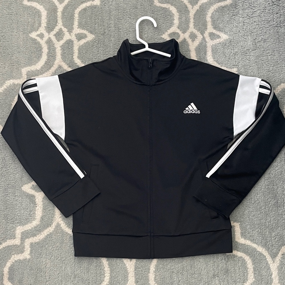 Adidas Black and White Zip-Up Jacket